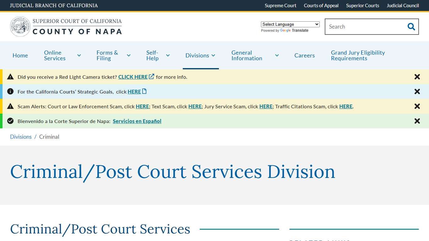 Criminal | Superior Court of California | County of Napa